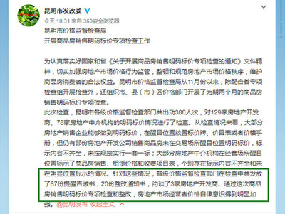 昆明市发改委商品房明码标价通报 3家开发商被约谈-云南房网